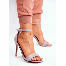 PS1 Damen Sandalen mit hohem Absatz Eco-Wildleder Grau Liberty 2