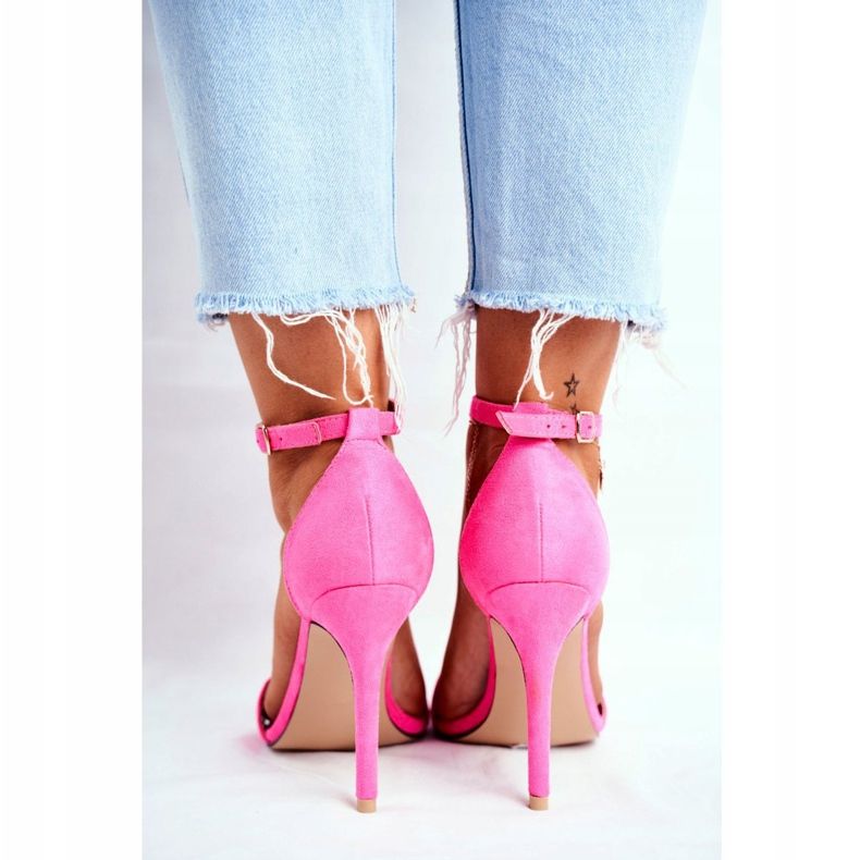 SEA Damen Sandalen auf High Heel Eco-Wildleder Fuchsia Liberty rosa 2