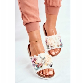 PS1 Damen Hausschuhe mit Blumen Weiß Enrissa mehrfarbig 2