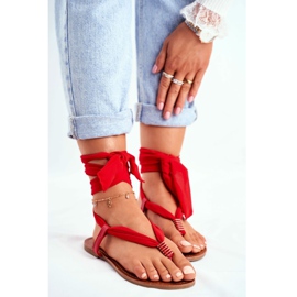 FS1 Damen Sandalen Flip-Flops Gebunden Rot Derryl 1