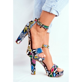 SEA Damen Sandalen auf einem hohen Absatz bunte Schlange Figaro mehrfarbig 2
