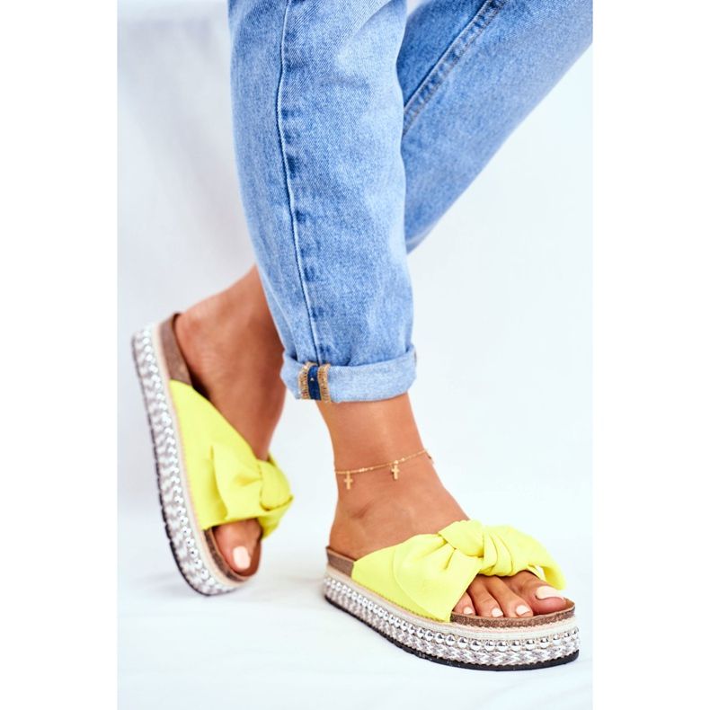 Damen Hausschuhe High Yellow Neon Mortigo gelb 2