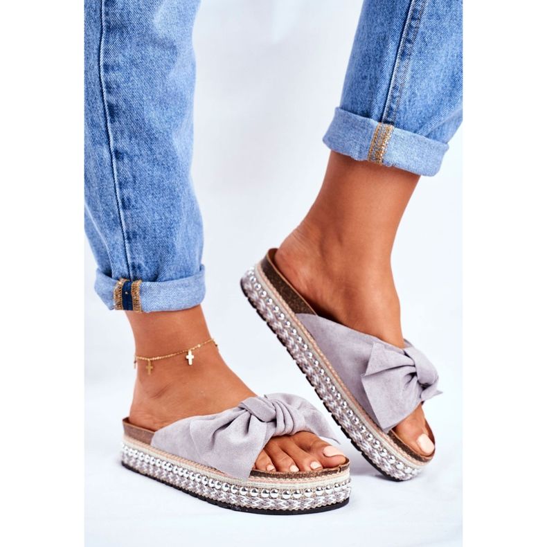 Hohe Hausschuhe für Damen Grau Mortigo 1