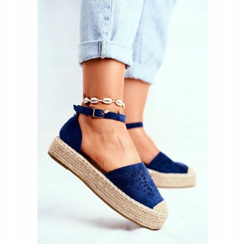 PS1 Espadrilles für Damen auf der marineblauen Leinenplattform Palermo navy blau 1