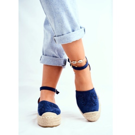 PS1 Espadrilles für Damen auf der marineblauen Leinenplattform Palermo navy blau 2