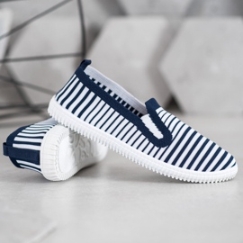 SHELOVET Gestreifte Slip-On-Sneakers weiß blau 1