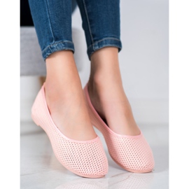 SHELOVET Leichte durchbrochene Ballerinas rosa 2