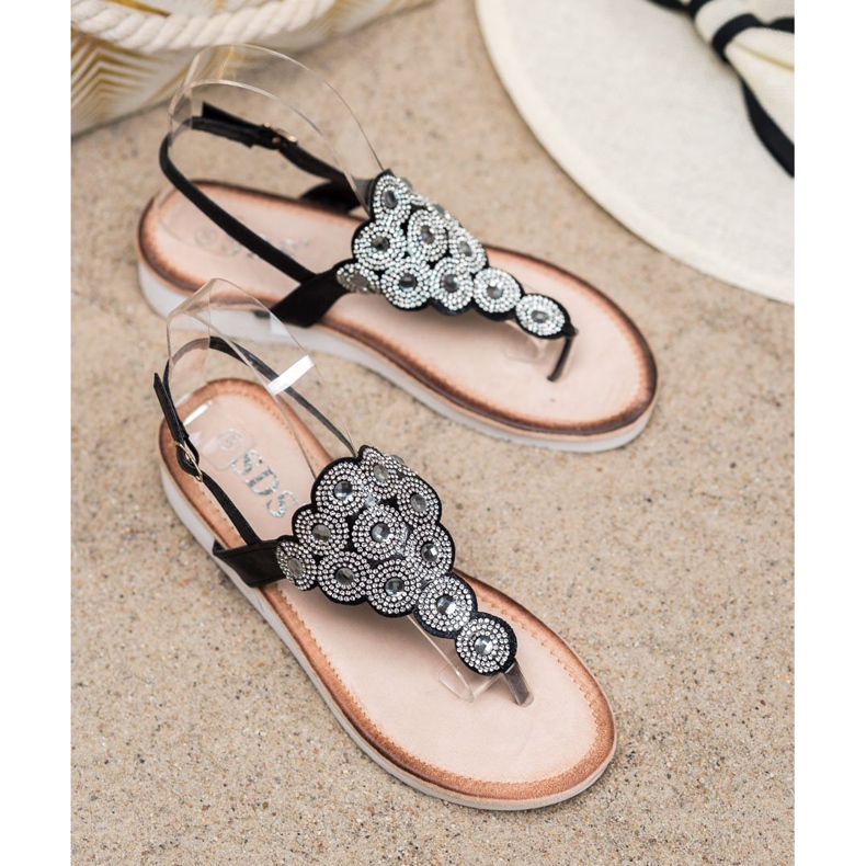 SDS Sandalen auf der Plattform mit Dekorationen schwarz 2