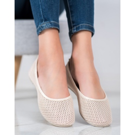 SHELOVET Leichte durchbrochene Ballerinas braun 2