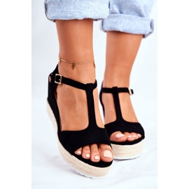 SEA Damen Sandalen mit Keilabsatz Schwarz Papillon 2
