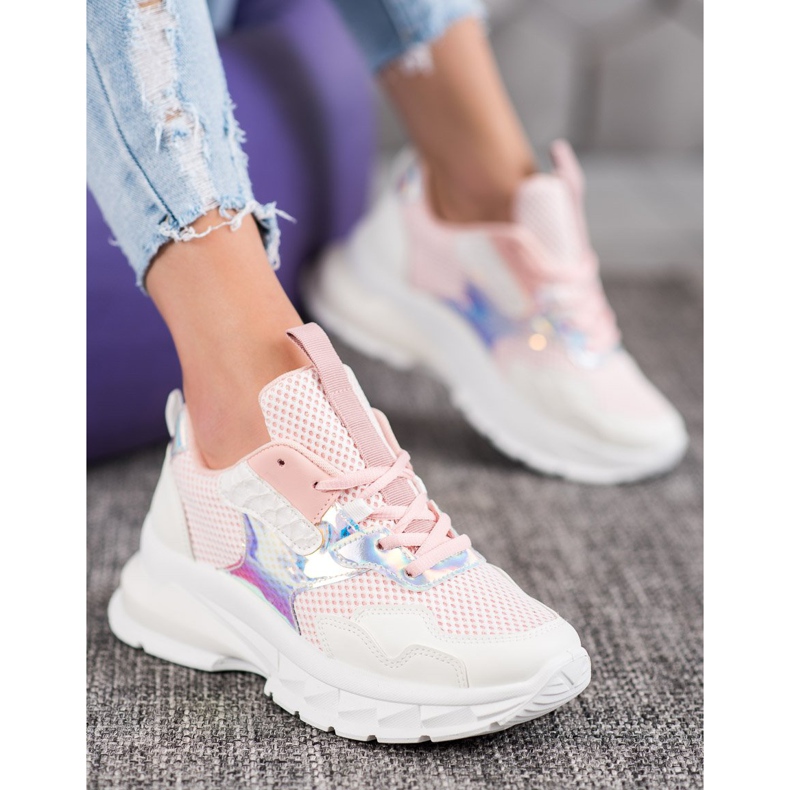Mannika Modische Sneaker mit Mesh rosa 1