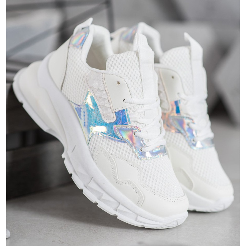 Mannika Modische Sneaker mit Mesh weiß 2