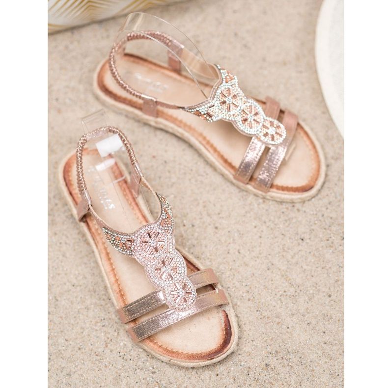 SHELOVET Elegante Sandalen mit Verzierungen gelb 2