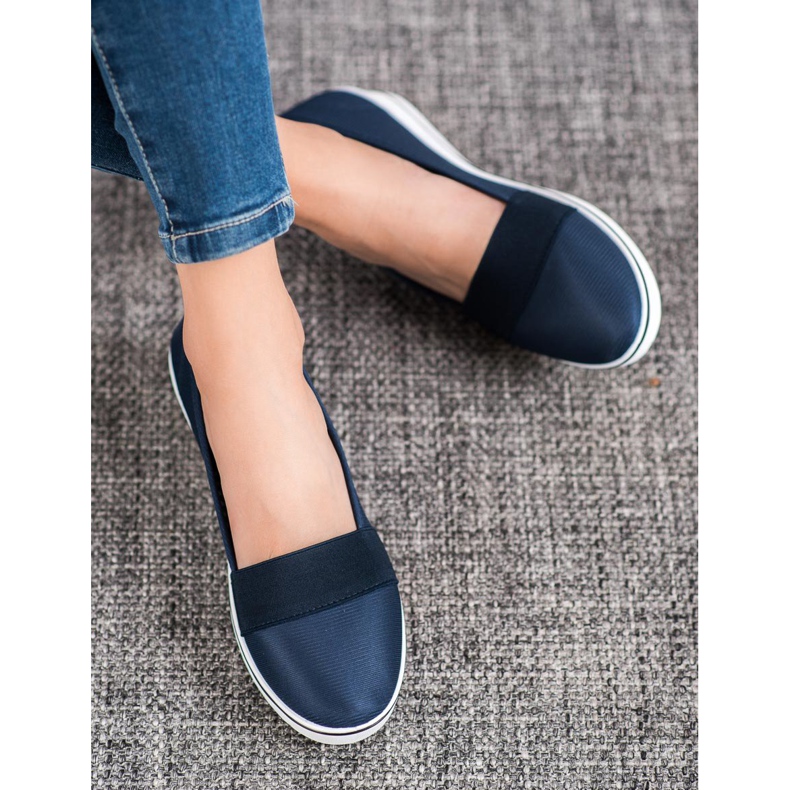 Renda Marineblaue Slipper auf einem Keil navy blau 1