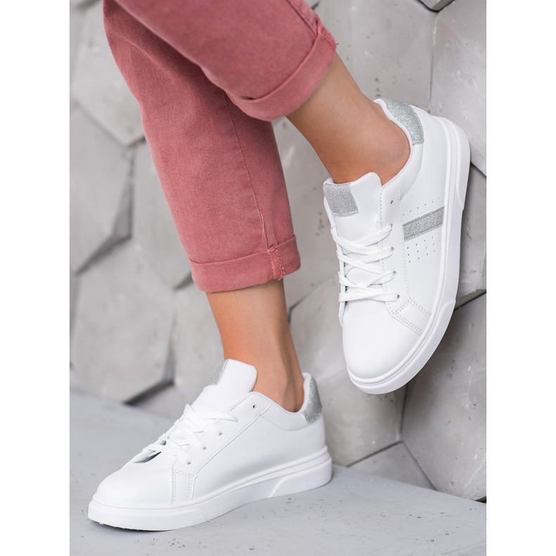 SHELOVET Sportschuhe mit Glitzer weiß 2