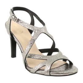 Espinto Silbermetallic Leder Frauensandalen 1