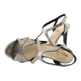 Espinto Silbermetallic Leder Frauensandalen 5