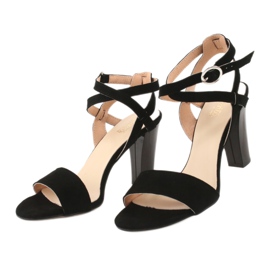 Espinto Frauen Sandalen für schwarze Leder auf dem Pfosten S333/1 2