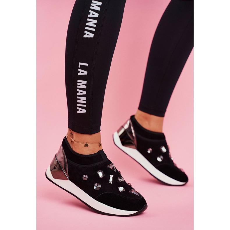 SEA Damen Sportschuhe mit Kristallen Schwarz Todo 1