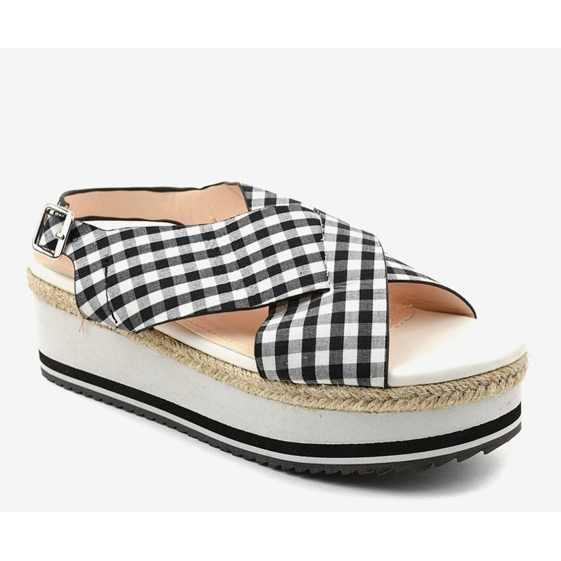 Schwarze Sandalen auf der Plattform 1508-1 weiß 1