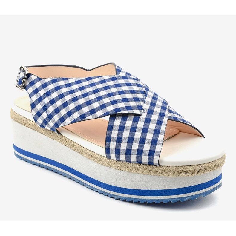 Dunkelblaue Sandalen auf der Plattform 1508-13 1