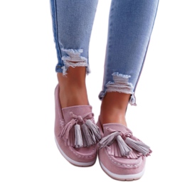 EVE Loafer für Damen, Wildleder mit Fransen, rosa Batist 1