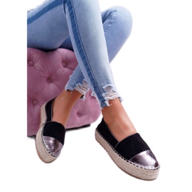 Damen Espadrilles Schwarz Ringer Platform gelb 3