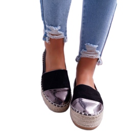 Damen Espadrilles Schwarz Ringer Platform gelb 2