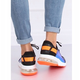 Schwarze Damen Sportschuhe F-3336 SCHWARZ / ORANGE 2