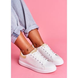 SEA Damen Sportschuhe Weiß mit beigem Absatz Milly braun 2