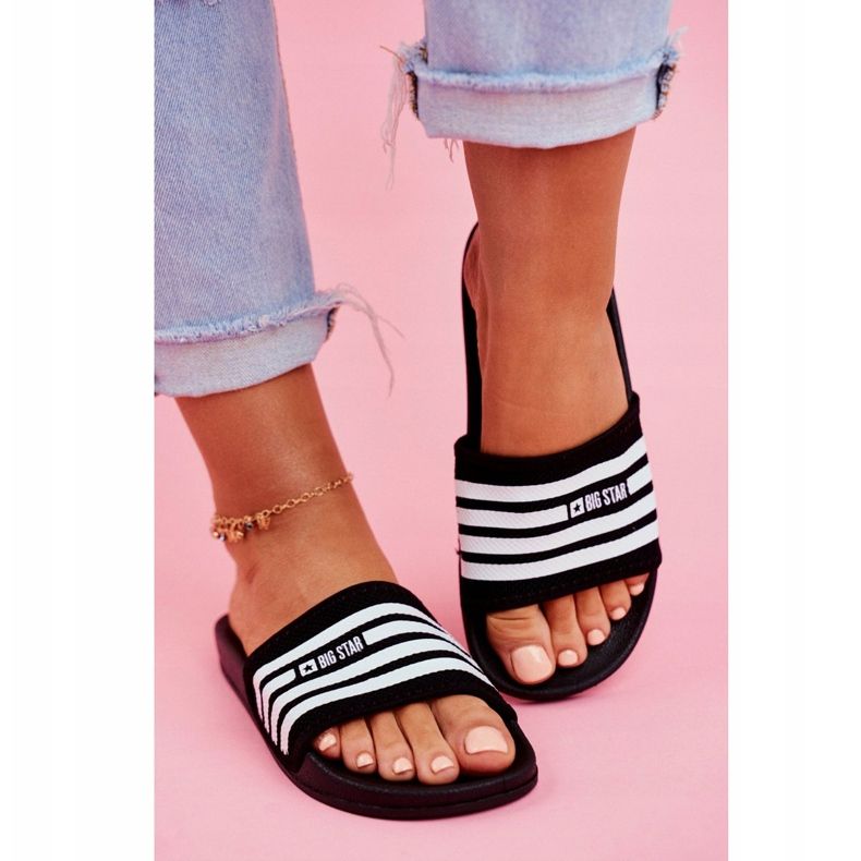 Damen Hausschuhe Big Star Schwarz FF274A353 weiß 2