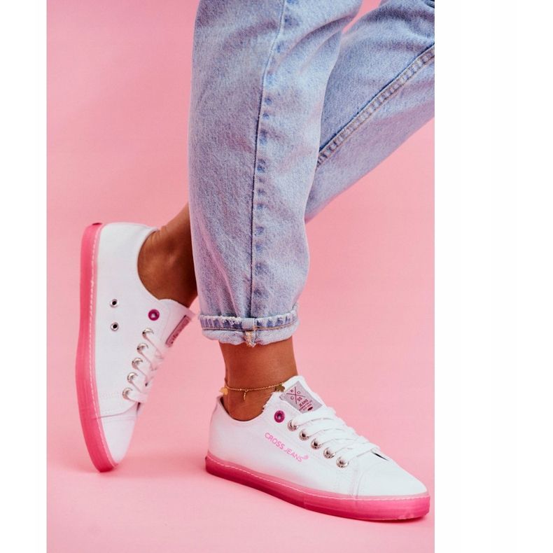Damen Sneaker Cross Jeans Weiß Rosa FF2R4075C 2