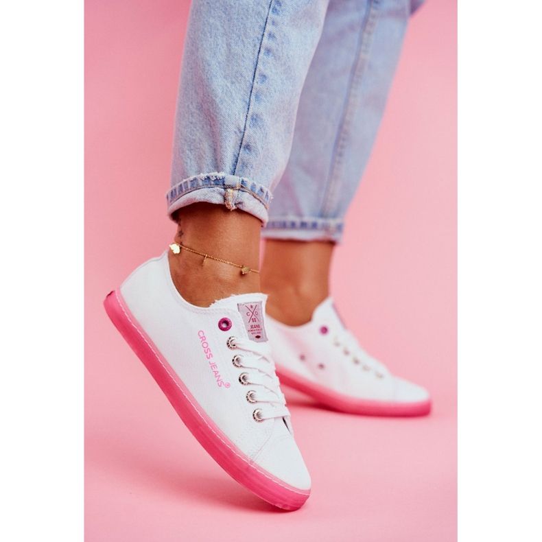 Damen Sneaker Cross Jeans Weiß Rosa FF2R4075C 1