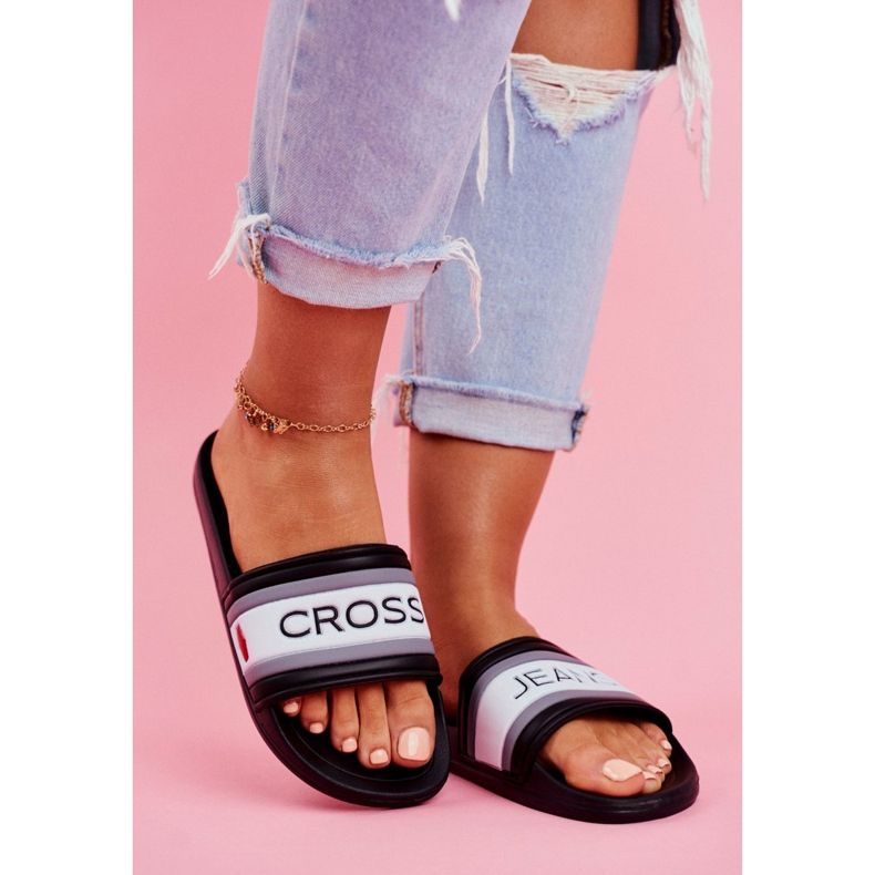 Damen Hausschuhe Cross Jeans Schwarz FF2R4159C weiß 2