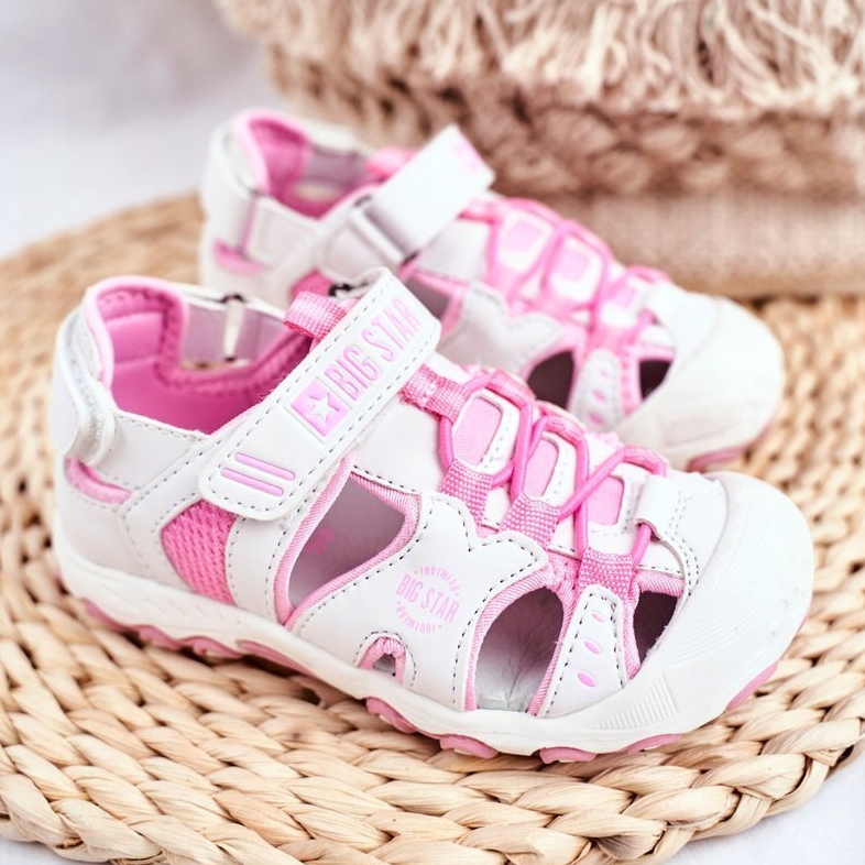 Kindersandalen Big Star mit Klettverschluss Weiß FF374207 rosa 1