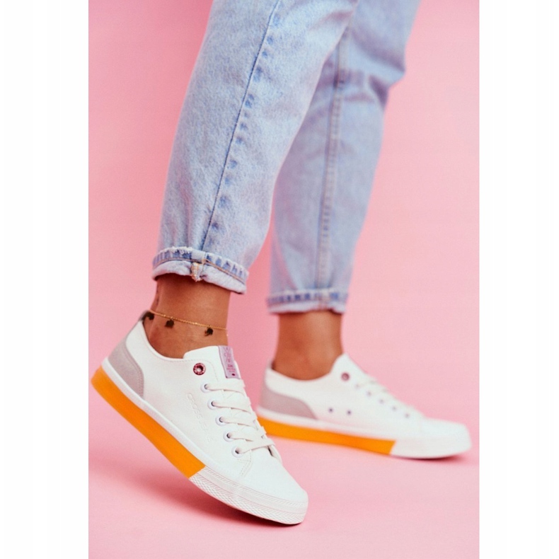 Damen Sneaker Cross Jeans Weiß Orange FF2R4043C 1