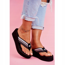 Damen Hausschuhe Flip-Flops Big Star auf Keil Schwarz FF274A300 1