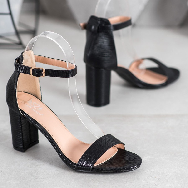 Small Swan Stylische Sandalen mit hohen Absätzen schwarz 1