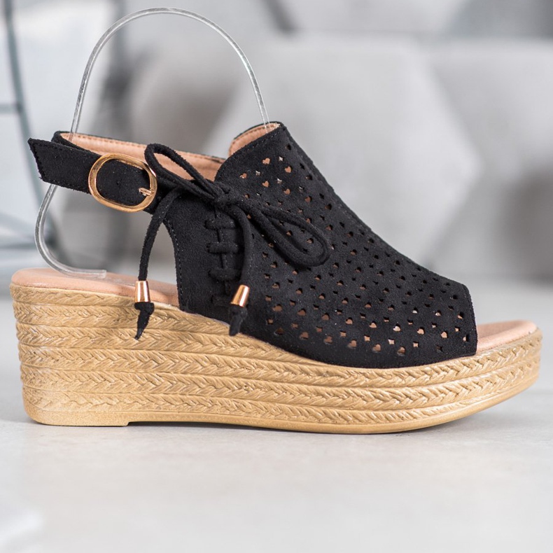 Small Swan Bequeme durchbrochene Sandalen schwarz 2