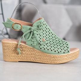 Small Swan Bequeme durchbrochene Sandalen grün 2