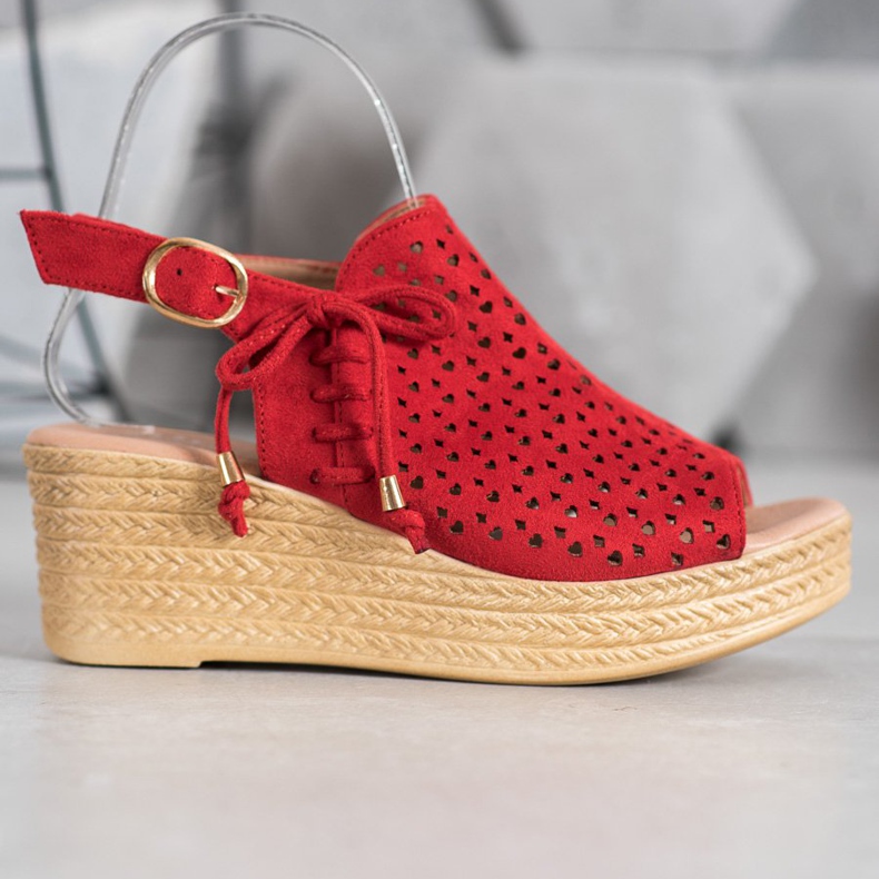 Small Swan Bequeme durchbrochene Sandalen rot 2