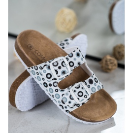 SHELOVET Bequeme gemusterte Hausschuhe weiß schwarz grau 1