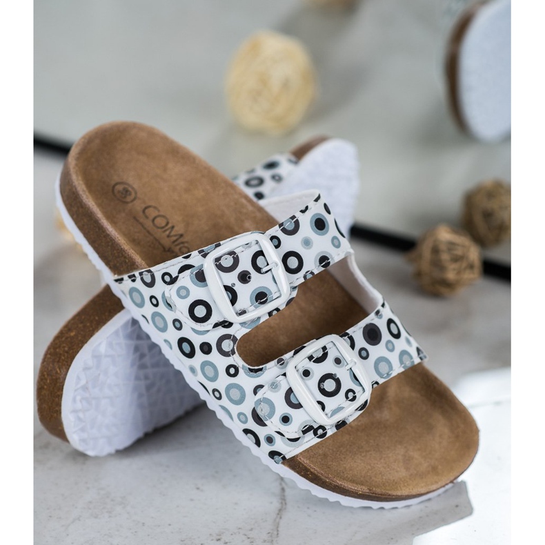 SHELOVET Bequeme gemusterte Hausschuhe weiß schwarz grau 1