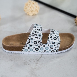 SHELOVET Bequeme gemusterte Hausschuhe weiß schwarz grau 2