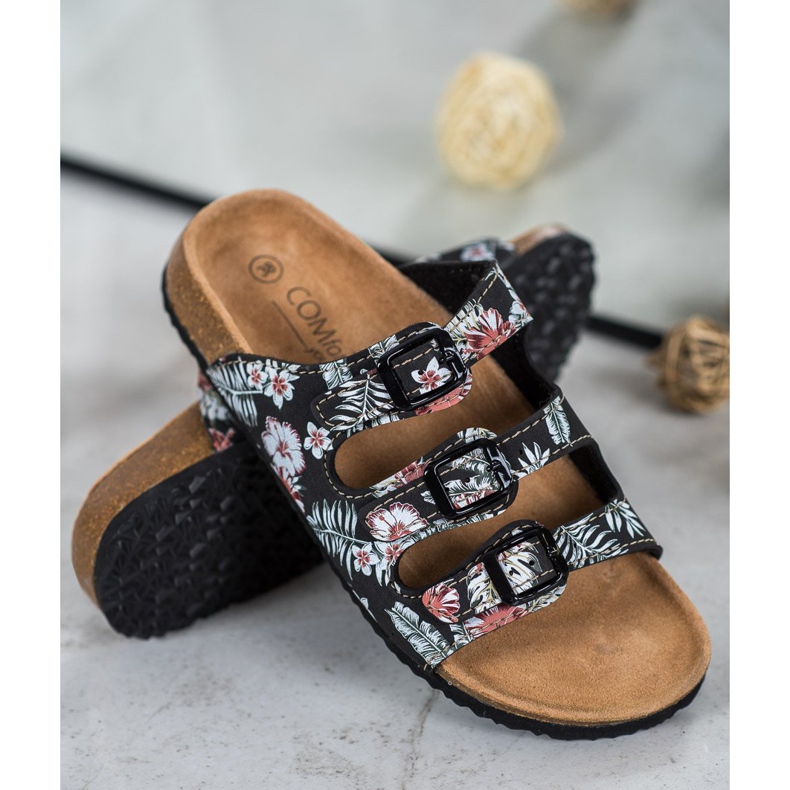 SHELOVET Bequeme gemusterte Hausschuhe weiß schwarz mehrfarbig 1