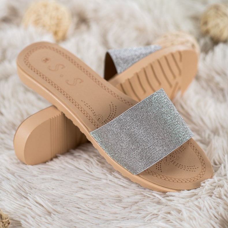 Small Swan Hausschuhe mit Glitzer mehrfarbig grau 2