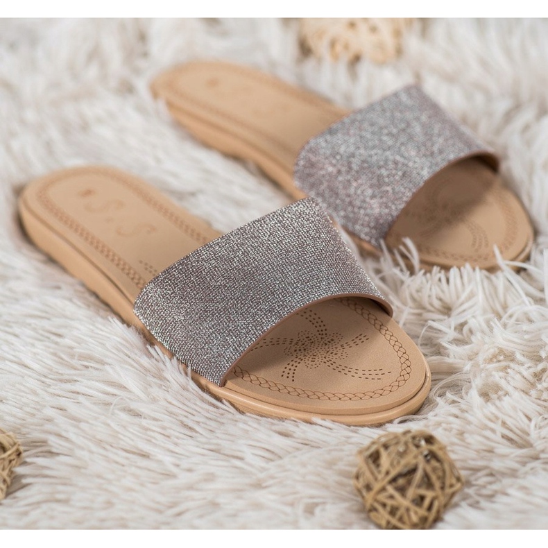 Small Swan Hausschuhe mit Glitzer mehrfarbig grau gelb 1