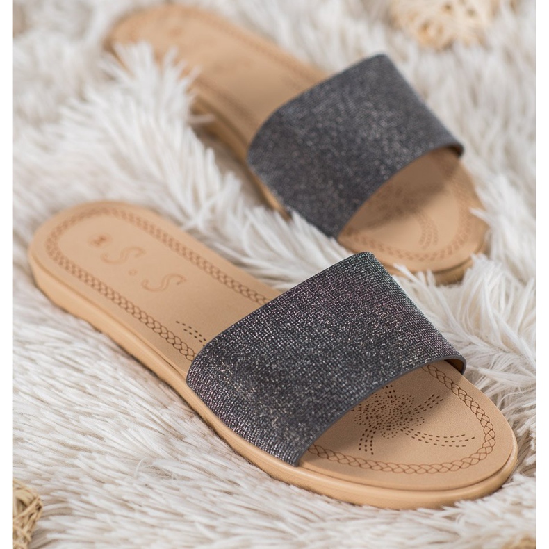 Small Swan Hausschuhe mit Glitzer schwarz mehrfarbig 1