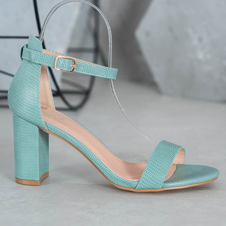 Small Swan Stylische Sandalen mit hohen Absätzen grün 2