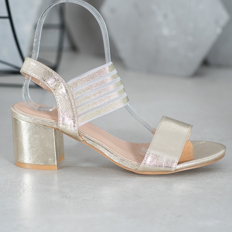 Small Swan Glänzende Slip-On-Sandalen golden 2